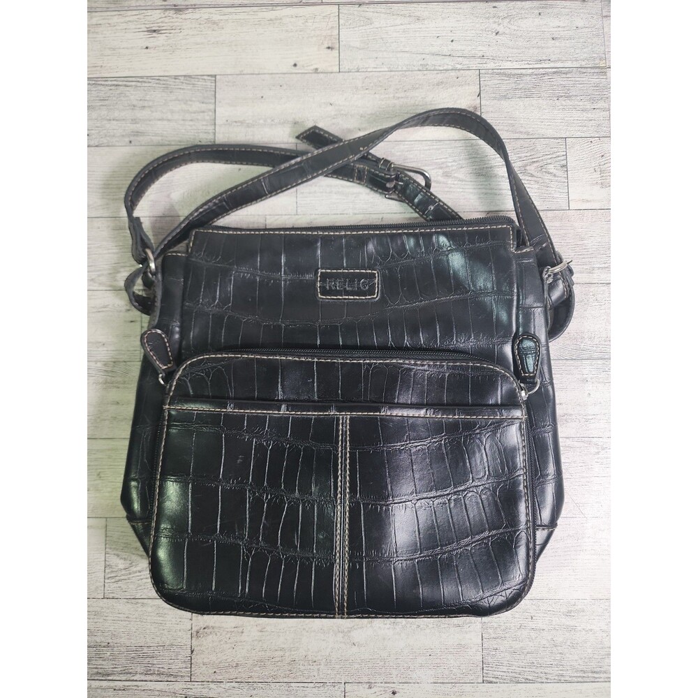 Vintage Relic Faux Crocodile Embossed Crossbody Bag Purse Hand 11" y2k